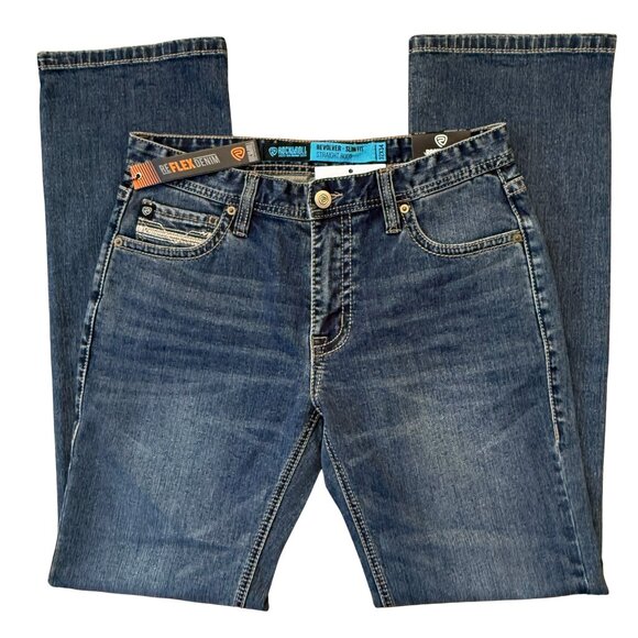 NEW Rock & Roll Denim Men's Revolver Slim Fit Straight Boot Jeans (32x34) - Picture 4 of 9